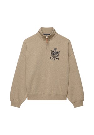 Superdry & Co, SUPERDRY COUNTRY CLUB HALF ZIP SWEATSHIRT.. - Sweatshirt - oatmilk beige marl