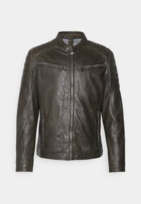 CHESTO - Casaco de couro - dark olive
