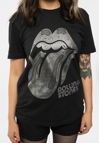 Paradiso Clothing THE ROLLING STONES HOLOGRAPHIC TONGUE - Print T-shirt - black
