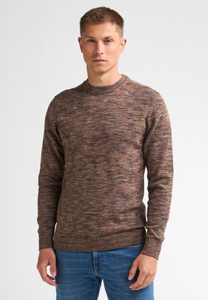 Petrol Industries, MARLED CREW NECK KNIT STONEGATE - Pullover - saddle brown