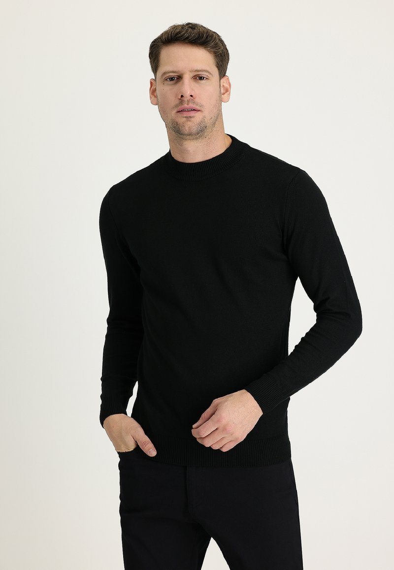 Kigili STEHKRAGEN REGULAR FIT Jumper Black/black Zalando
