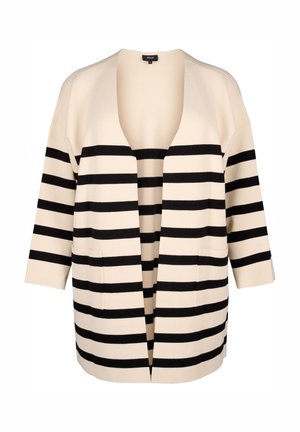 Zizzi LANGGESTREIFTER - Kardigan - birch w black