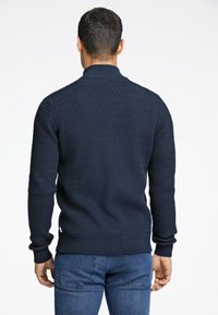 Lindbergh O-NECK STRUCTURE - Tröja med dragkedja - navy