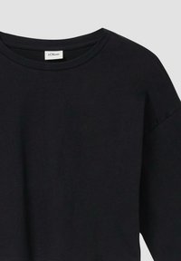 Zwarte katoen sweatshirt met een ronde halslijn, brede korte mouwen en een rechte zoom. Etiket zichtbaar met merknaam "s.Oliver."