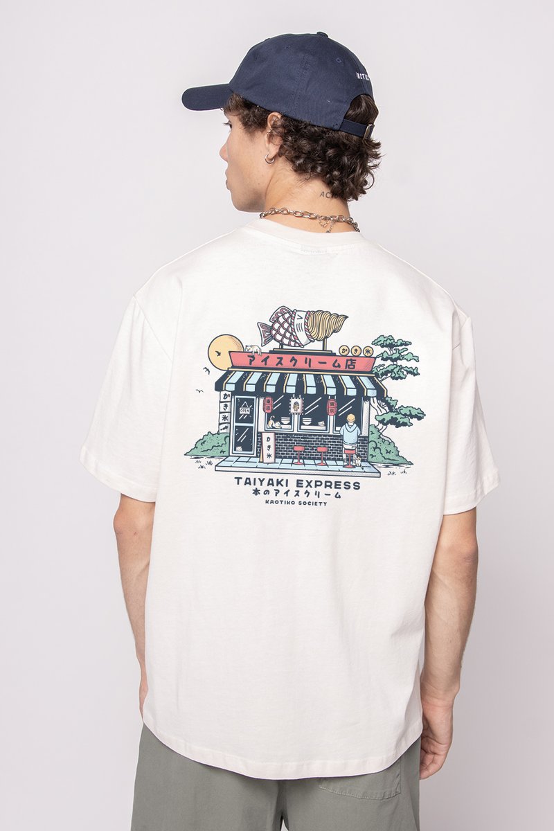 Kaotiko TAIYAKI UNISEX - Majica kratkih rukava s printom - ivory