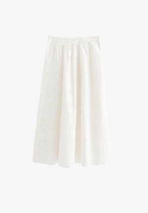 New Look, WHITE EMBROIDERED CUT OUT MAXI SKIRT - Falda larga - white