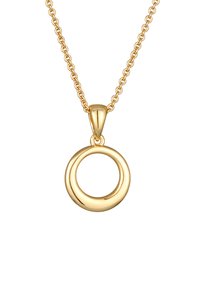 Collana con pendente in oro caratterizzata da un design circolare e liscio. La catena è di tipo a maglia, che completa la caratteristica circolare lucida.