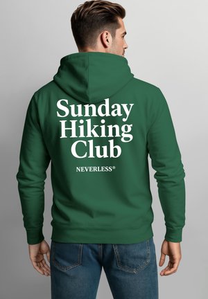 Neverless, HERREN HOODIE MIT BACKPRINT - SUNDAY HIKING CLUB NEVERLESS® - Zip-up sweatshirt - relaxed-fit bottle-green