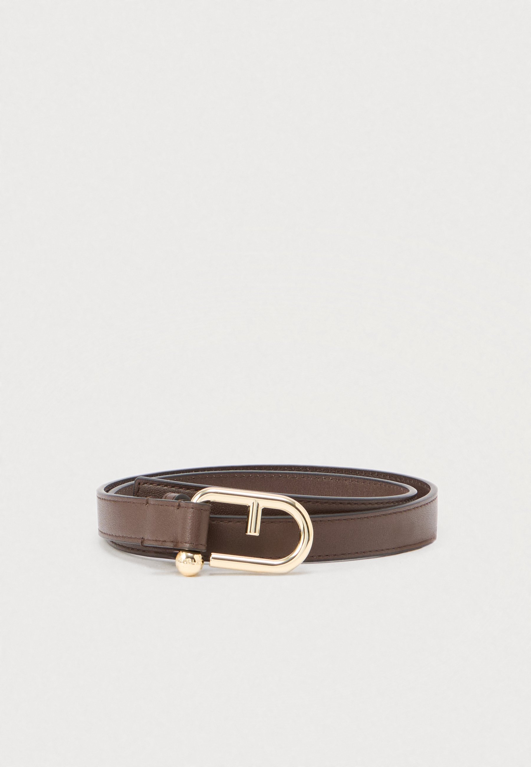 Furla Leather Belt with Gold Accents