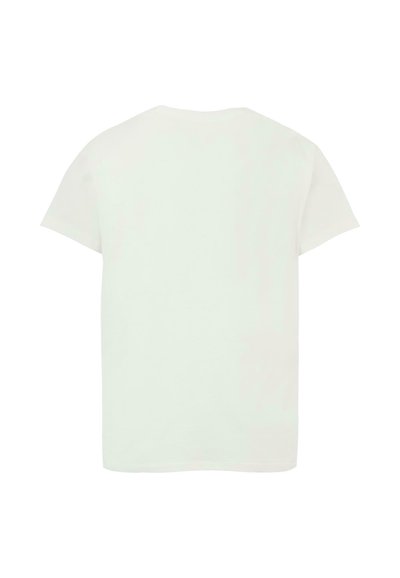 Koszulka z krótkim rękawem w jasnym beżowym kolorze, wykonana z bawełny, z okrągłym dekoltem i luźnym krojem. Brak widocznych wzorów lub nadruków.