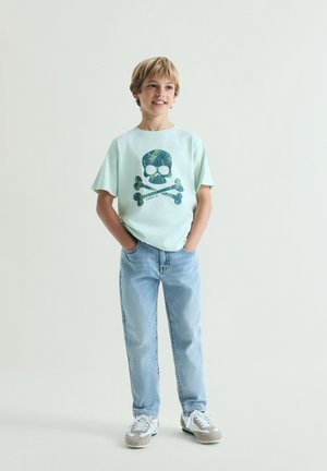 Scalpers, TROPICAL SKULL TEE - T-shirt imprimé - water