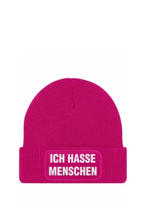 MIT PATCH SPRUCH ICH HASSE MENSCHEN - Beanie - pink