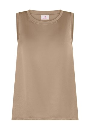 Deha, FLARED SATIN FRONT TOP - Blouse - khaki brown