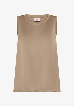Deha, FLARED SATIN FRONT TOP - Blouse - khaki brown