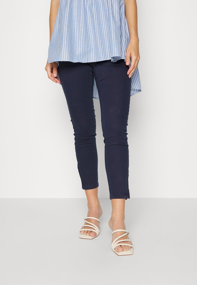 Vero Moda Petite VMHOTSEVEN ZIP PANTS - Calças de ganga de corte skinny - navy blazer