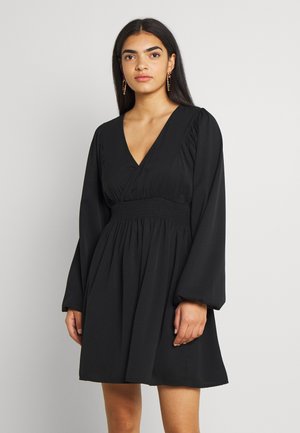 SMOCKED WAIST MINI DRESS - Vestito estivo - black