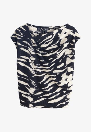 Next, REGULAR FIT - ASYMMETRIC PLEATED DRAPE SHORT SLEEVE TOP . - Bluse - zebra print