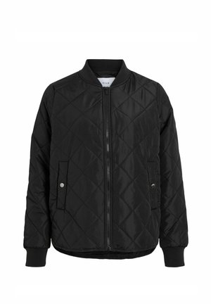 Czarna pikowana kurtka bomberka z zamkiem błyskawicznym z przodu, ściągaczami na mankietach oraz okrągłym dekoltem. Posiada dwie boczne kieszenie na zatrzaski.