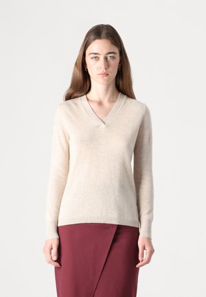 DEEP V NECK SWEATER - Camisola - oatmeal