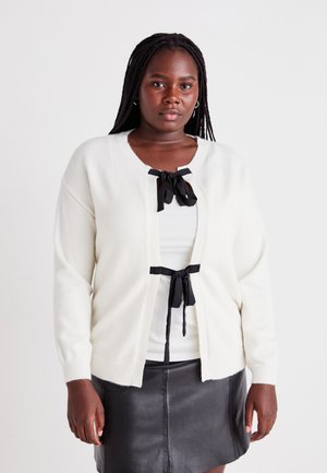 CARLOTTIE BOW CARDIGAN - Cardigan - cloud dancer/black