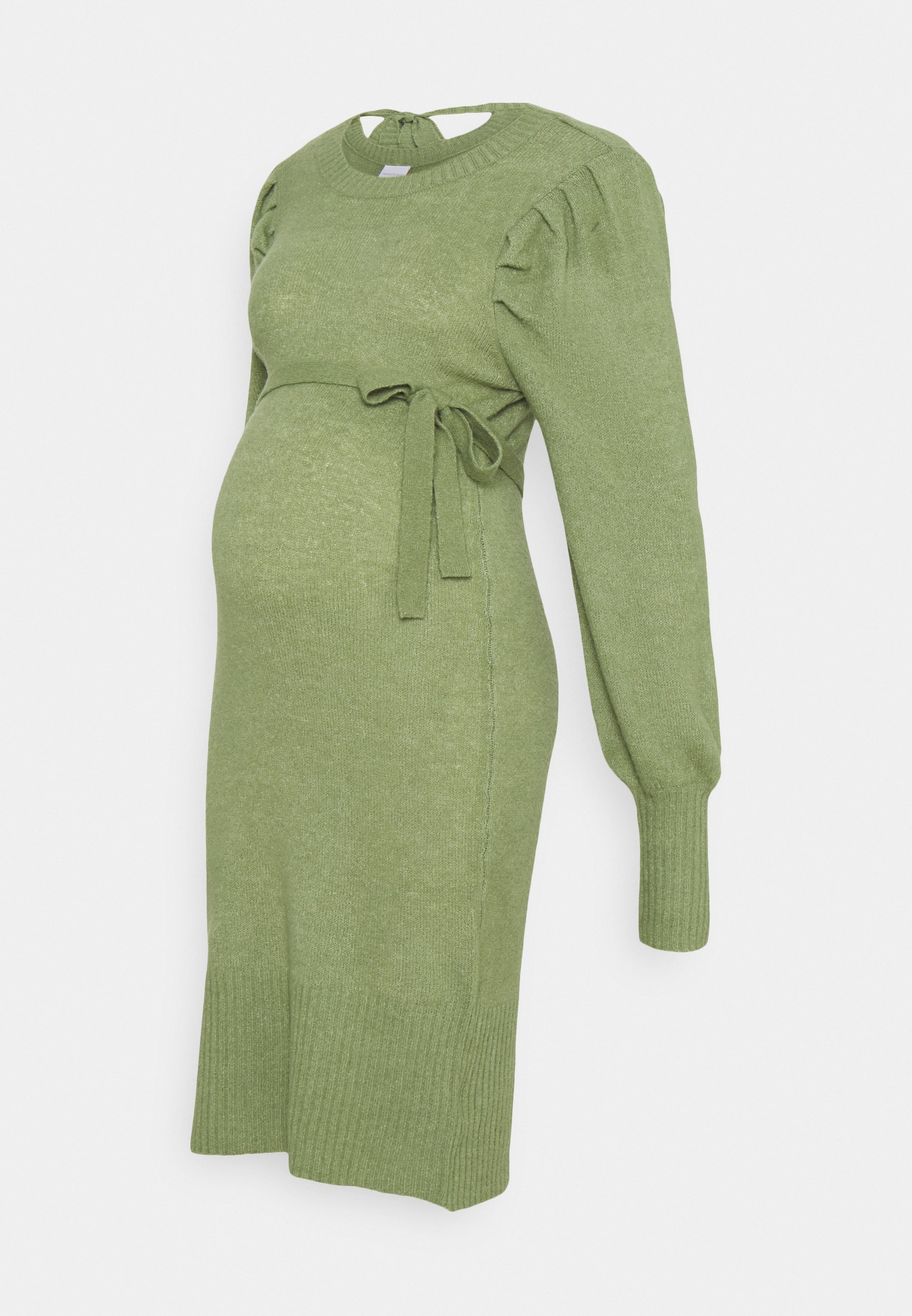 MAMALICIOUS MLNEVA DRESS - Gebreide jurk - hedge green melange/groen -  Zalando.nl