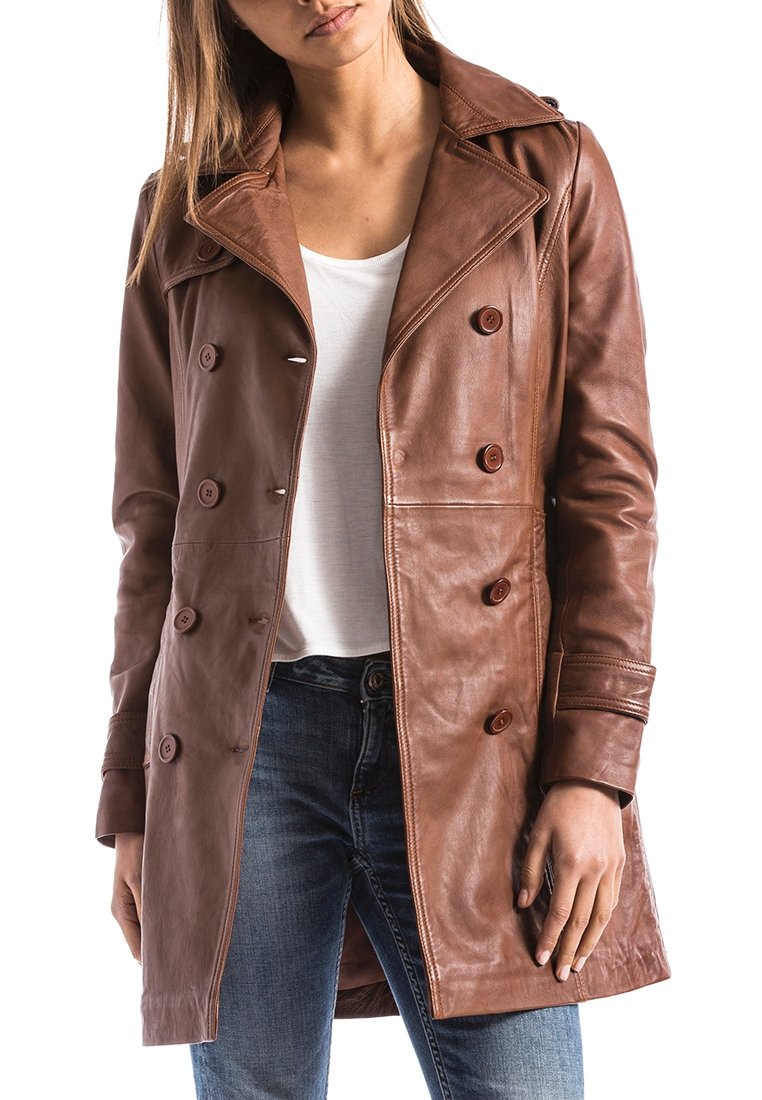 Blue Wellford WELLFORD - Chaqueta de cuero - cognac/coñac - Zalando.es