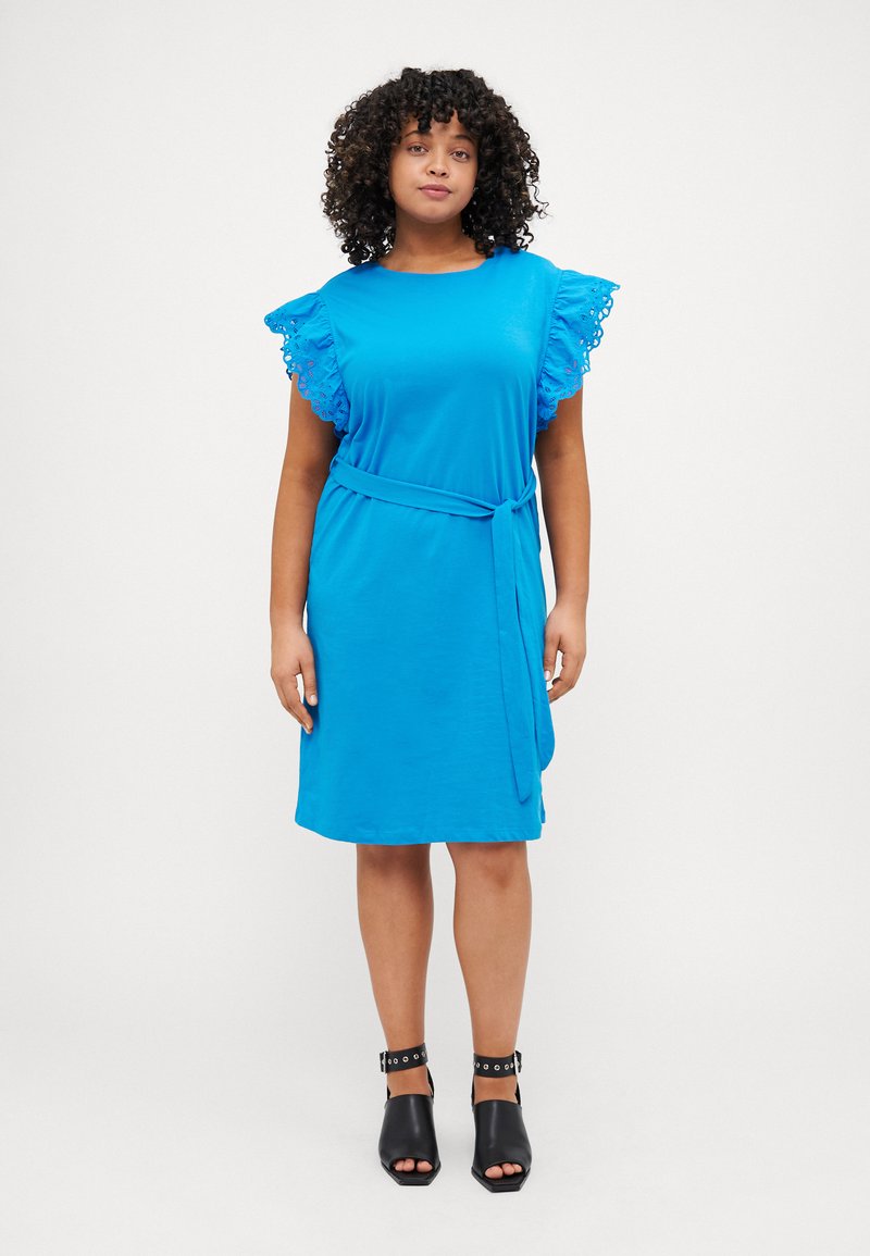 ONLY Carmakoma CARKAYA FRILL MIX DRESS - Jersey dress - indigo bunting
