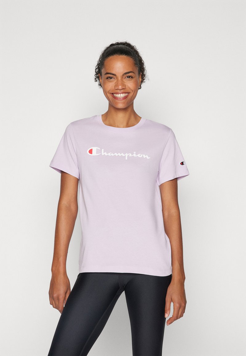 Champion ICONS CREWNECK CONTRAST LOGO - Apdrukāts T-krekls - lilac