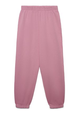 Pantaloni della tuta con vita elasticizzata rosa, polsini elasticizzati, vestibilità a gamba dritta e tessuto morbido.