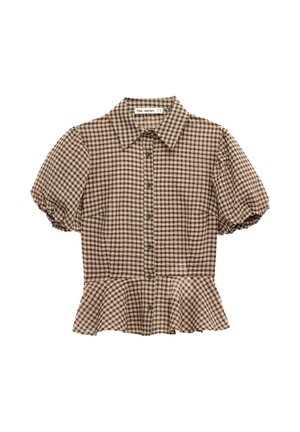 Koton, SHORT SLEEVE SHIRT . - Button-down blouse - brown