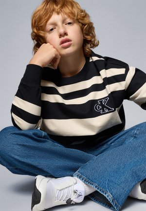 STRIPED MODERN - Mikina - black/whitecap gray