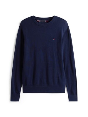 Dunkelblaues Sweatshirt mit Rundhalsausschnitt und langen Ärmeln. Verfügt über ein kleines Logo auf der Brust. Hergestellt aus weichem, strukturiertem Stoff.