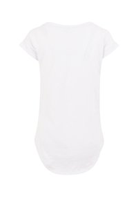 Plain white short-sleeve T-shirt shown from the back with a rounded hem and crew neckline on a white background.