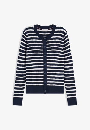 Tommy Hilfiger, CABLE KNIT CREW NECK CARDIGAN - Kardigan - dark navy/ivory petal breton