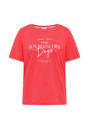 Cecil, T-SHIRT MIT BOAT NECK UND WORDING ARTWORK - T-shirt imprimé - coral