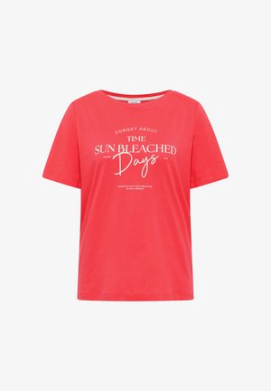 Cecil, T-SHIRT MIT BOAT NECK UND WORDING ARTWORK - T-shirt imprimé - coral