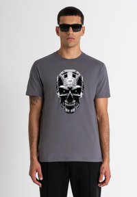 WITH FLOCK AND INJECTION LOGO - Camiseta estampada - anthracite