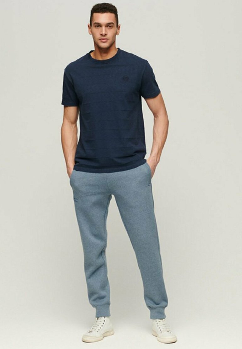 Felpa Con Cappuccio E Cerniera Superdry Essential Baseball – Grigio Athletic E Blu Bluestone