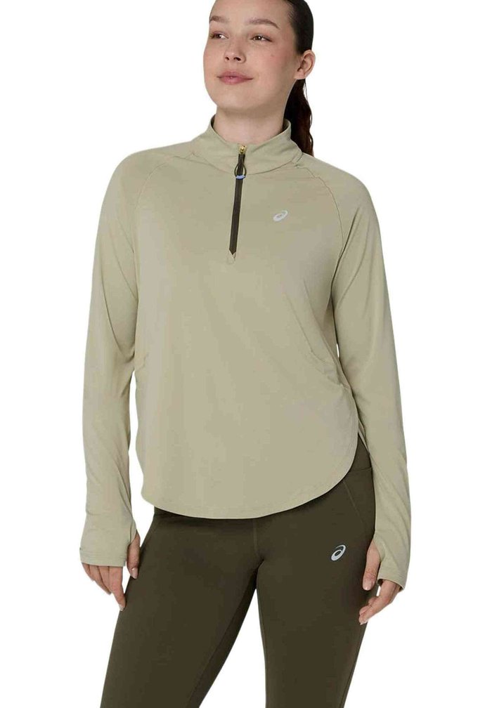 ASICS CAMISETA NAGINO RUN QUARTER ZIP MANGA LARGA VERDE PÁLIDO MUJER - Camiseta de manga larga - light green