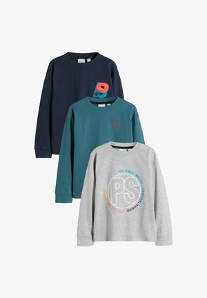 Paul Smith Junior, REGULAR FIT - LONG SLEEVE GRAPHIC T-SHIRTS 3 PACK - Pikkade varrukatega topp - blue grey