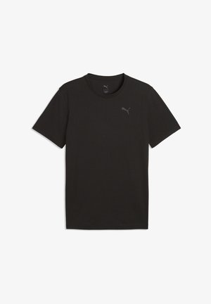 Czarny, krótki rękaw t-shirt wykonany z bawełny. Na lewej piersi subtelne szare logo Puma. Klasyczny, okrągły dekolt.