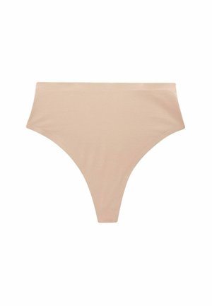 Nude Hohe-Taillenslips aus weichem Stoff, mit einer glatten Textur und einem minimalistischen Design ohne sichtbare Muster oder Akzente.