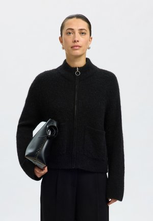 Selected Femme SLFSIA ZIPPER CARDIGAN  - Kardigan - black