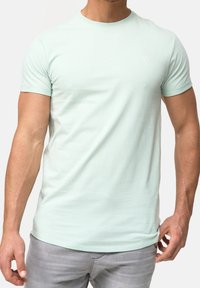 Vaalean mintunvihreä lyhythihainen t-paita, joka on valmistettu pehmeästä puuvillasta. Paidassa on pyöreä kaula-aukko ja pieni valkoinen logo rinnassa.