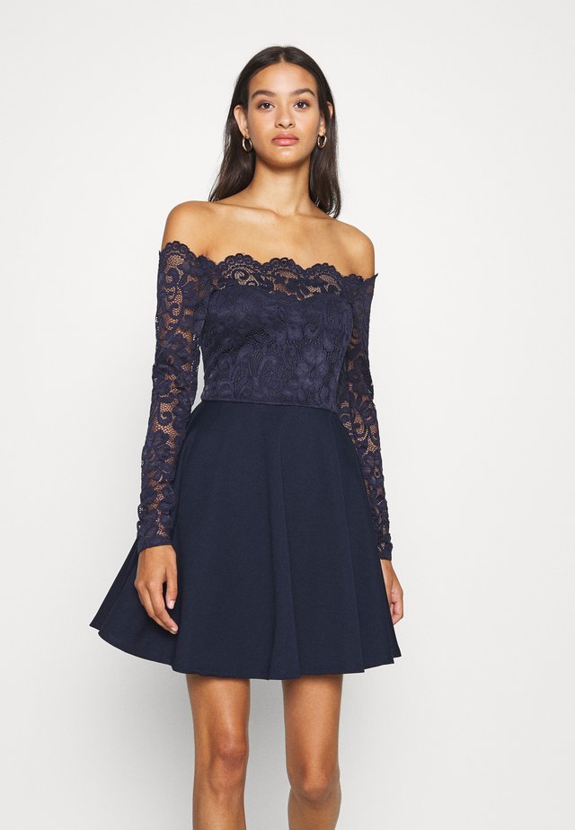 OFF SHOULDER SKATER - Jerseykleid - navy