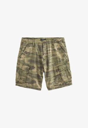 Haki kravas šorti ar kamuflāžas rakstu, ar vairākiem kabatām, pogu aizdari un brīvu piegriezumu. Izgatavoti no viegla kokvilnas auduma.