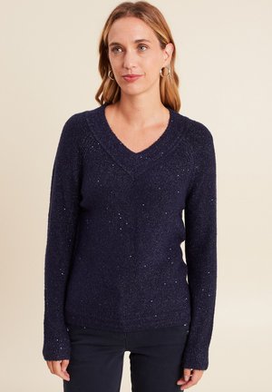 MIT LANGEN ÄRMELN - Strickpullover - bleu marine