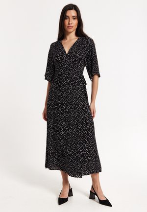 POLKA DOT KIMONO WRAP  - Maxi dress - black