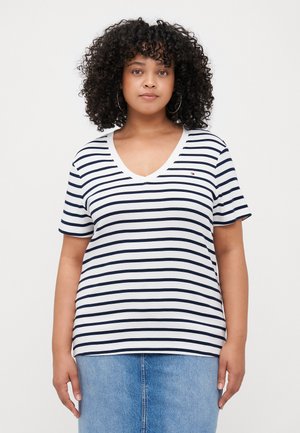 SLIM CODY - T-Shirt basic - ecru/dark night navy