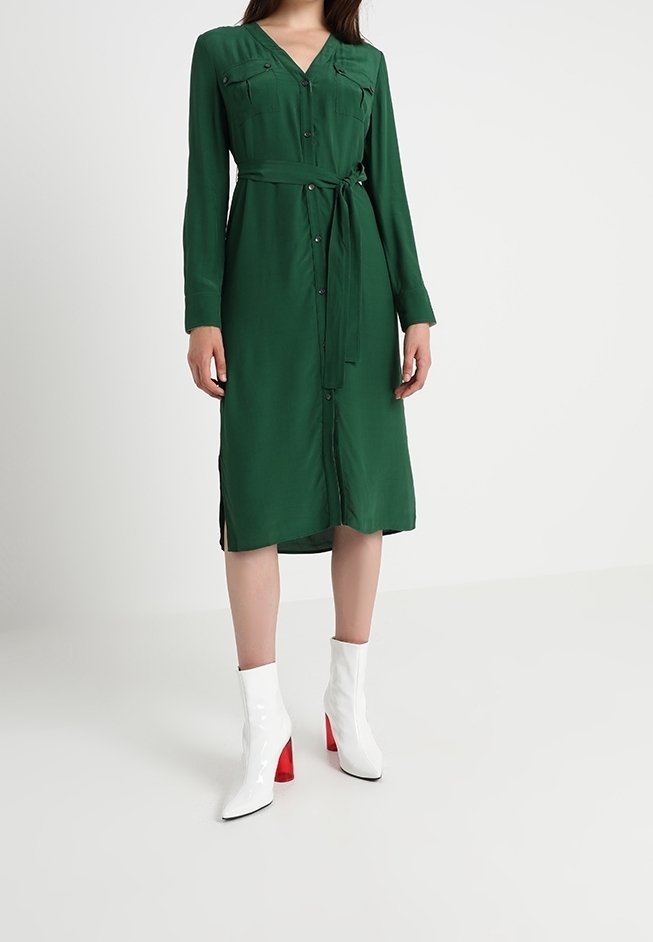calvin klein green shirt dress Calvin Klein Belted Sleeveless Shirt Dress